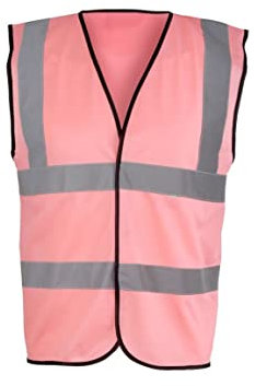 Gilet de travail haute visibilité pour homme avec bandes réfléchissantes, Pink 1, L