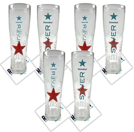 Roxley X6 Heineken Silver Nucleated Half Pint Glasses