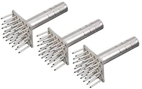 sourcing map Stainless Steel Meat Tenderizer, 3Pcs Meat Mallet Needle Nails Kitchen Tools for Tenderizing Meats Steak Fish Chicken, Silver Tone