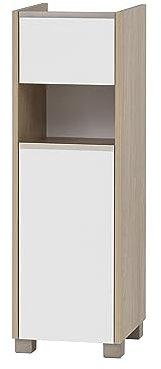 Schildmeyer Seitenschrank Juba 151663, Eiche hell Dekor/weiß matt, 30,2 x 33 x 94,7 cm