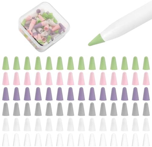Funda de Silicona con Punta de lápiz para Apple Penc 1/2/pro/USB-C, 100 Piezas y 2 empuñaduras de lápiz para ipadpuntas de lápiz Fundas Antideslizantes Reduce el Ruido