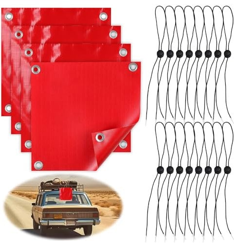4 Stück Rote Fahne Überlänge Rote Fahne Rote Flagge Warntafel Fahrradträger Warntafel 30 x 30 Cm PvcWarnflaggen für Transportfahrzeuge Fahrradständer Straßenwarnungen Wartungswarnungen