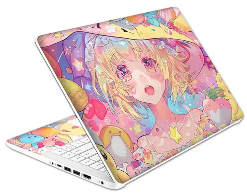 Laptop Skin Decal HP 14 - Kawaii Girl Laptop Cover Sticker No Cutting Required, No Bubble, Waterproof, Scratch Resistant - Including Wide Screen and Wrist Pad