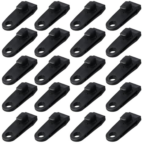 20 Pezzi Clip per Teloni da Tenda, Ganci per Teloni, Clip per Teloni Barca, per Teloni, Tende, Tende, Striscioni, Giardinaggio, Colore Nero