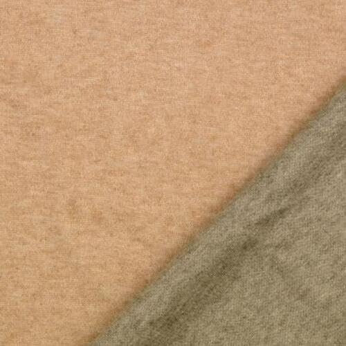 Strickstoff Doubleface, Strick Stoff Meterware zwei Seiten, gestrickter Stoff zum Wenden, Cardigan nähen *Ab 50cm, Farbe: 053 beige-grün