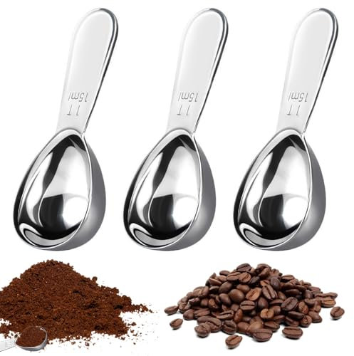 3 Stück Kaffeemesslöffel aus Edelstahl, 15 ml Kaffeeportionierer, Esslöffel Messlöffel, Esslöffel Kaffee Scoop, Edelstahl Kaffeelöffel Portionierer für Gemahlene Kaffeebohnen, Tee, Zucker, Mehl