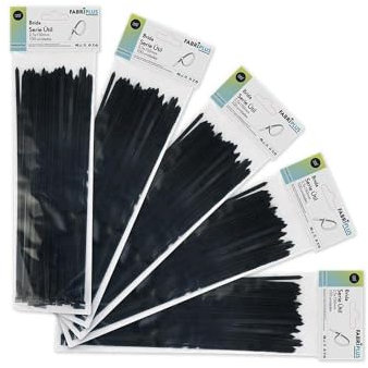 bolsa de 100 bridas negras 2,5x150mm de poliamida 66, resistentes y duraderas, ideales para organización y sujeción de objetos.