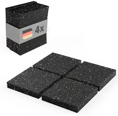 FUX Terrassenpads 90x90x10mm, 4 Stück, Antirutsch Pads aus recyceltem Gummigranulat, Made in Germany, Bautenschutzmatte Gummimatte Antirutschmatte
