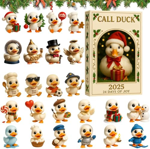 Yaztauho Adventskalender,2D Flache Acryl Niedliche Ente,24 Tage Mit Weihnachtshut Enten Figuren - Für Familien Und Freunde Und Liebhaber Enthusiasten Weihnachtszeit Zuhause