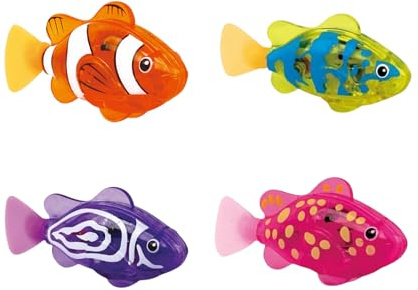 Sensors Activated Swimming Fish Bath Toy with Light Up Function, Robo Fish, Elektrische Robo Fisch Spielzeug, Elektronischer Haustier Fisch mit Leuchtende für die Badewanne & Katze (4 STK)