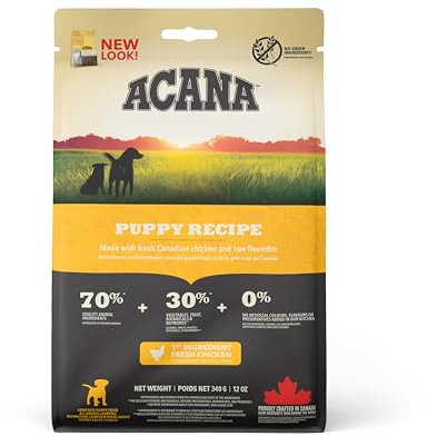 Acana Puppy Recipe | 340 g | Trockenfutter für Hundewelpen | Zur Unterstützung des Wachstums | Enthält frisches Hühnerfleisch und Eier von Prairie-Farmen