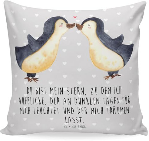Mr. & Mrs. Panda Dekokissen Pinguin Liebe - Geschenk, Kissen 40x40, Ehemann, Geschenk Freund, Freundin, Sofakissen, Heiratsantrag, sitzkissen,