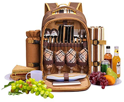 apollo walker Sac à Dos de Pique-Nique pour Sac à Dos de Pique-Nique, 4 Personnes, avec Vaisselle et Couverture