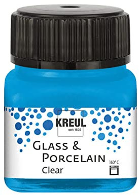 Kreul 16296-Vetro Blu, Barattolo, Vernice Base d'Acqua per Vetro e Porcellana, a Rapida Essiccazione, Trasparente Come Il Cristallo, Colore Water Blue, 20 ml, 16296