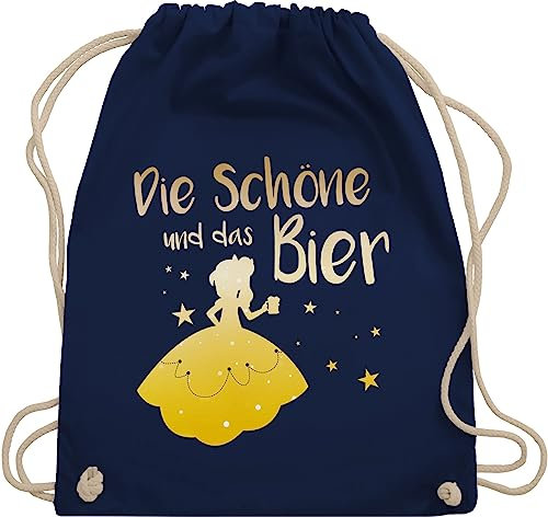 Turnbeutel Rucksack - JGA Junggesellenabschied Frauen - Die Schöne und das Bier - Unisize - Navy Blau - biertasche brauttaschen bachelorette party alki juterucksäcke junggesellinnenabschied outfit