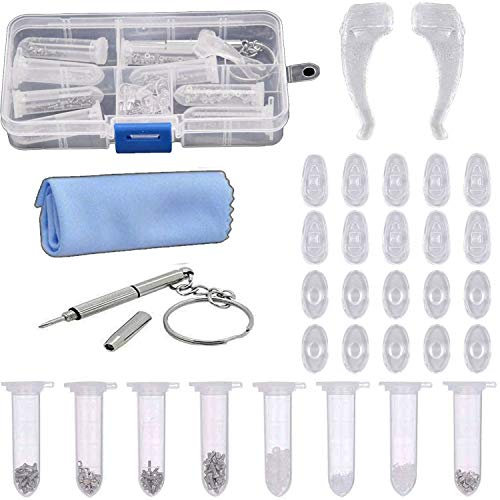 RUNCCI-YUN Sunglasses glasses optical repair tool, small screw nut classification tool set, silicone nose pad ear pad set