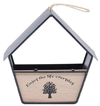 Tubayia Metall Hängende Blumentopf Blumenkorb Blumenkasten Pflanzkasten Dekoration für Garten, Büro, Café (Haus-Form,Schwarz)