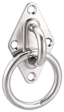 sourcing map Stainless Steel Ceiling Hook with Ring Pad Eye Plate Hardware 78mmX47.5mm Staple Hooks Loop Wall Mount