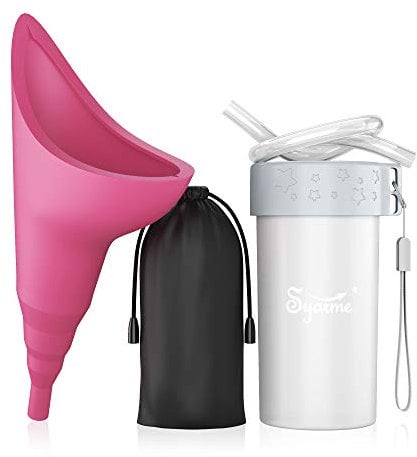 Syarme Pisse Debout pour Femme,Urinoir Femme Réutilisable avec Tube d'extension,Convient pour Les Voyages,Le Camping,Comprend Un Sac étanche,Une Tasse étanche