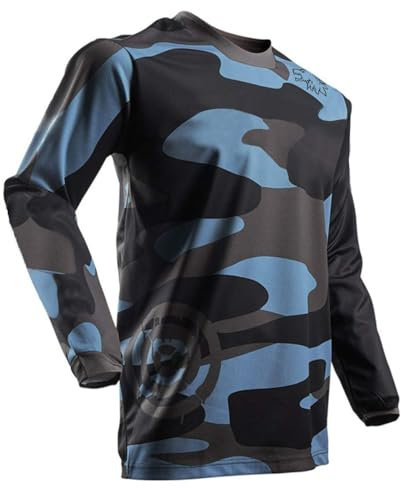 Herren Mountainbike MTB Top Langarm Atmungsaktiv Bequem Weich Feuchtigkeitstransport Radtrikot,camouflage,XL