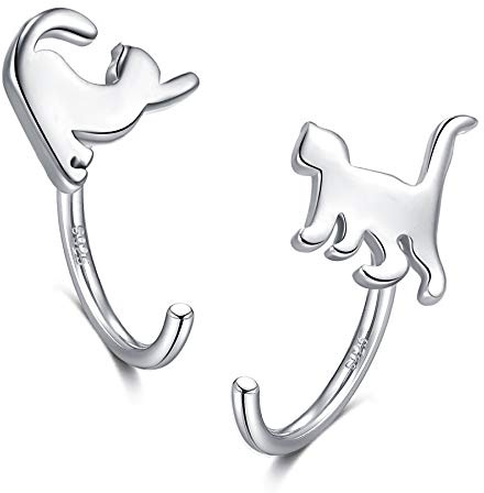 CHIC & ARTSY 925 Sterling Silber Tier Ohr Huggie Hoops Kleine Pfote, Butterlfy, Katze Huggie Hoop Ohrringe Moderne Zweite Loch Ohrringe für Damen
