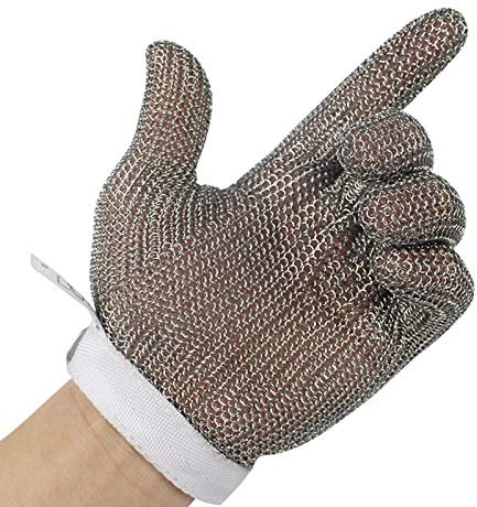 WXYZ Gant Anti Coupure Les gants résistants aux coupures sont utilisés pour couper, trancher et éplucher.Gants de travail de sécurité avec anneaux en acier inoxydable, pour les mains gauche et droite,