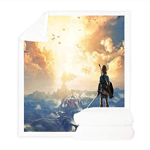 Fgolphd Zelda Decke Kuscheldecke Flanell Kinder 3D-Digitaldruck Sofadecke,Zelda Fleecedecke,für Schlafsofa Und Sofa (100x140,4)