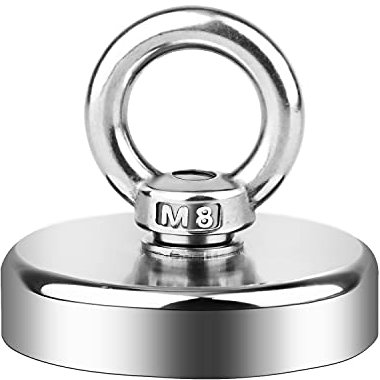 Xingsky Neodym Magnete, 135 kg Zugkraft Round Neodymium Magnet 60 mm Durchmesser Starker Neodym Magnet, Neodym Ösenmagnet für Flussauffang- und Magnetangeln Magnet Fischen