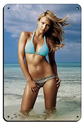 Jessica Alba Celebrity Actor Art Aesthetics 8 Retro Poster Metall Blechschild Schick Kunst Retro Eisen Malerei Bar Menschen Höhle Cafe Familie Garage Poster Wanddekoration 20 x 30 cm