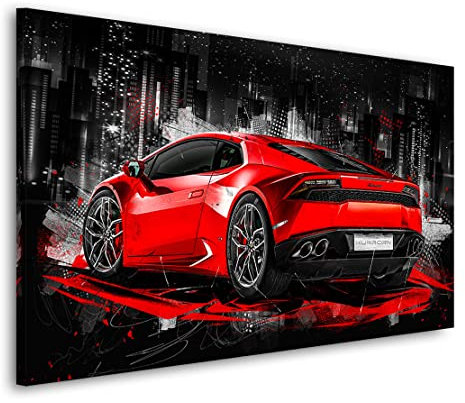 Kunstgestalten24 Leinwandbild Lamborghini Huracan City Wandbild Kunstdruck Raum Deko