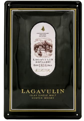 Retro Whisky Blechschild passend für LAGAVULIN Single Malt Scotch Liebhaber und Genießer - geprägtes Blechschild für Schottland Fans, 30 x 20 cm