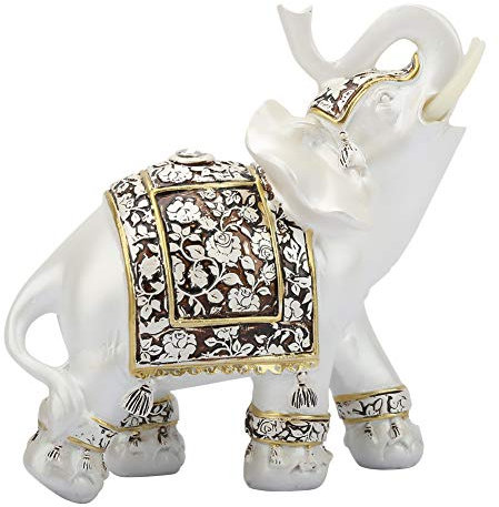 Estatuas de Riqueza Feng Shui Elefante, Elefantes Decoracion Figuras, Elefante de la Suerte, Buena Suerte Escultura Resina Tronco Figurilla Elefantes Blancos para Decoración Hogar Sala Estar Arte