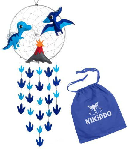 Kikiddo Dinosaurier-Traumfänger für Jungenzimmer oder Mädchenzimmer – Dino-Traumfänger für Jungenzimmer oder Mädchenzimmer – Dinosaurier-Raumdekoration für Jungen oder Mädchen – Mädchen oder Junge