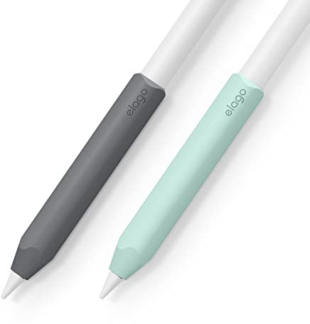elago - Enchufe de Silicona (2 Paquetes) Compatible con Apple Pencil Pro, Apple Pencil 2ª y 1ª Generación, Soporte de Silicona, Compatible con Carga magnética y Doble Toque (Gris Oscuro/Verde)