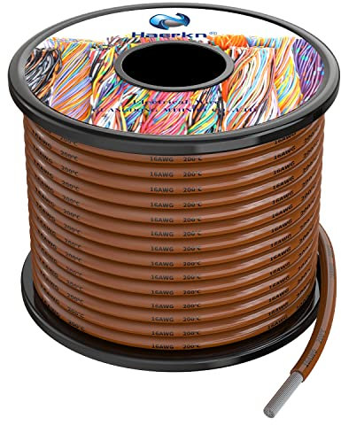 1.3mm² 16awg Silicone Electrical Wire Cable Brown 15Meters 16 Gauge Hookup Wires kit Stranded Tinned Copper Wire Flexible and Soft High Temperature Resistance