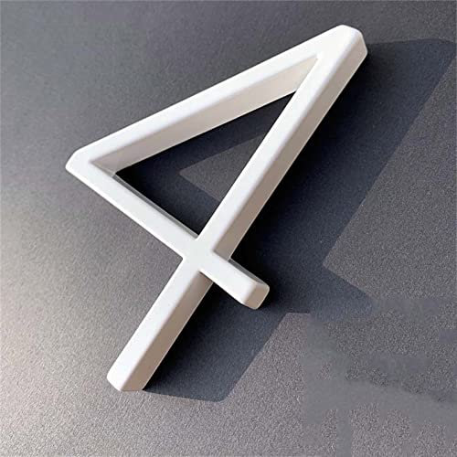 Placa Casa Blanca Flotante 3D NúMeros 0-9 Puerta Letras AB 5 Pulgadas DireccióN Metal Tablero AleacióN Zinc Lacado Tornillo Montado, Patio Al Aire Libre Calle BuzóN SeñAlizacióN Exterior (4)