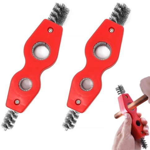 Eleanly 2 PCS Copper Pipe Cleaner Deburring Brush Pipe Reamer Tool for Copper PVC PPR Pipe and Soft Steel Tubing Plumbers Brass Aluminum Pipes (Red)