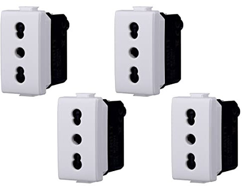 Presa Bipasso Bivalente 2P+T 10/16A, Compatibile Con Bticino Matix (4 Pezzi, Bianco)