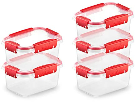 Ganter & May® Butterfly - Set 5 x 0,75L Frischhaltedosen mit deckel, luftdichte mealprepboxen, -40 bis +100 Grad, BPA frei Kunststoff, Tupperdosen, Mikrowellengeschirr, Gefrierdosen, fur Spülmaschinen