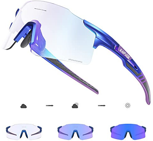 KAPVOE Fahrradbrille MTB Brille Selbsttönend Klar Radbrille Rennrad Sportbrille Sonnenbrille Radsport Laufen Golf Fahrerbrille Baseball Herren Damen