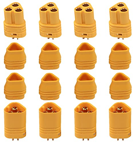 Boladge 4 Paar MT60 3 Pole 3.5mm Bullet Kugelstecker Männliche und Buchse Adapter RC Stecker ESC zu Motor Anschluss Set (4 Paar MT60)