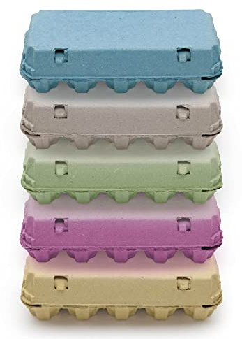 Eivolution EcoPack 10er Eierschachtel für Hühnereier in den Größen S, M & L - Biologisch Abbaubar - Platzsparend stapelbare Eierkartons - 5 Farben - 25 Stück