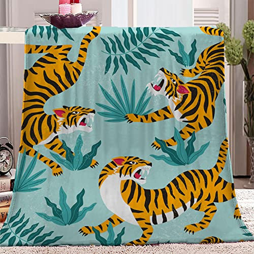 SJSXWQN Kuscheldecke Blauer Tiger Kuscheldecke Flauschig Extra Weich Warme Mikrofaser Wohndecke Fleecedecke als Tagesdecke Sofadecke Couchdecke Bettüberwurf - 180x220 cm