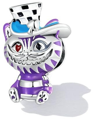 Charm Grinsekatze für Alice im Wunderland im Wunderland für Disney aus 925er Silber – Les Folies für Pandora, Sterling-Silber, Zirkonia