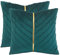 Tosleo 2 Stück Samt Kissenbezüge 40x 40 cm Dekorative Kissenhülle mit Gold Leder Luxus Moderne für Wohnzimmer Schlafzimmer Sofa Kissen Pfauenblau