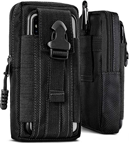 ONEFLOW Survival Case für OSCAL C80 Handy Gürteltasche aus Nylon mit Karabiner, Taktische EDC Tasche mit Gürtel Halterung, Handyhülle Outdoor Handytasche, Schwarz