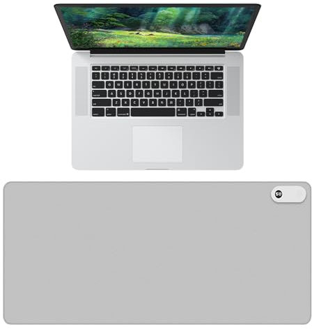 LUFEIS Beheizte Schreibtischunterlage, 80x33cm Beheiztes Mauspad, Mauspad mit Funktion Heizung mit 3 Heizstufen & 3 Stunden Automatischer Abschaltung, Beheizbares Mauspad für PC/Laptop (Grau)