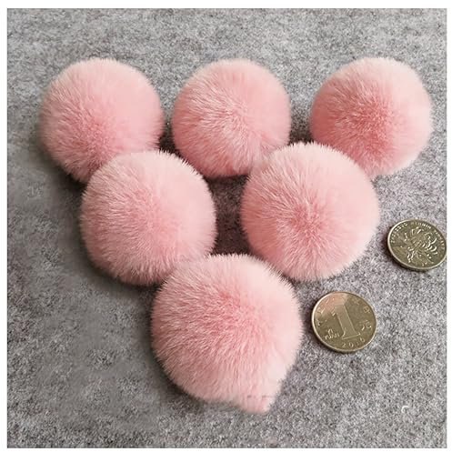 Egurs Kunstfell Pompon 4cm Kunstfell Bommel Kaninchenfell Fellbommel Bunt Plüsch Bälle Bommeln Faux für DIY Mützen Taschen Schals Schuhe Schlüsselanhänger Autoanhänger Basteln Krabbe Rosa 100 Stück