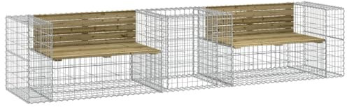Banc de jardin avec panier en gabion bois de pin imprégné