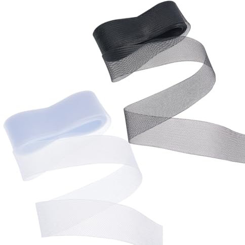 NBEADS 20 Yards 2 Farben Steifes Rosshaar Geflecht, Rosshaar Mesh Braid Trim 5.5cm breite Polyester steife Bänder für Boning Sewing Hochzeitskleid Kleider Rock Hut Zubehör